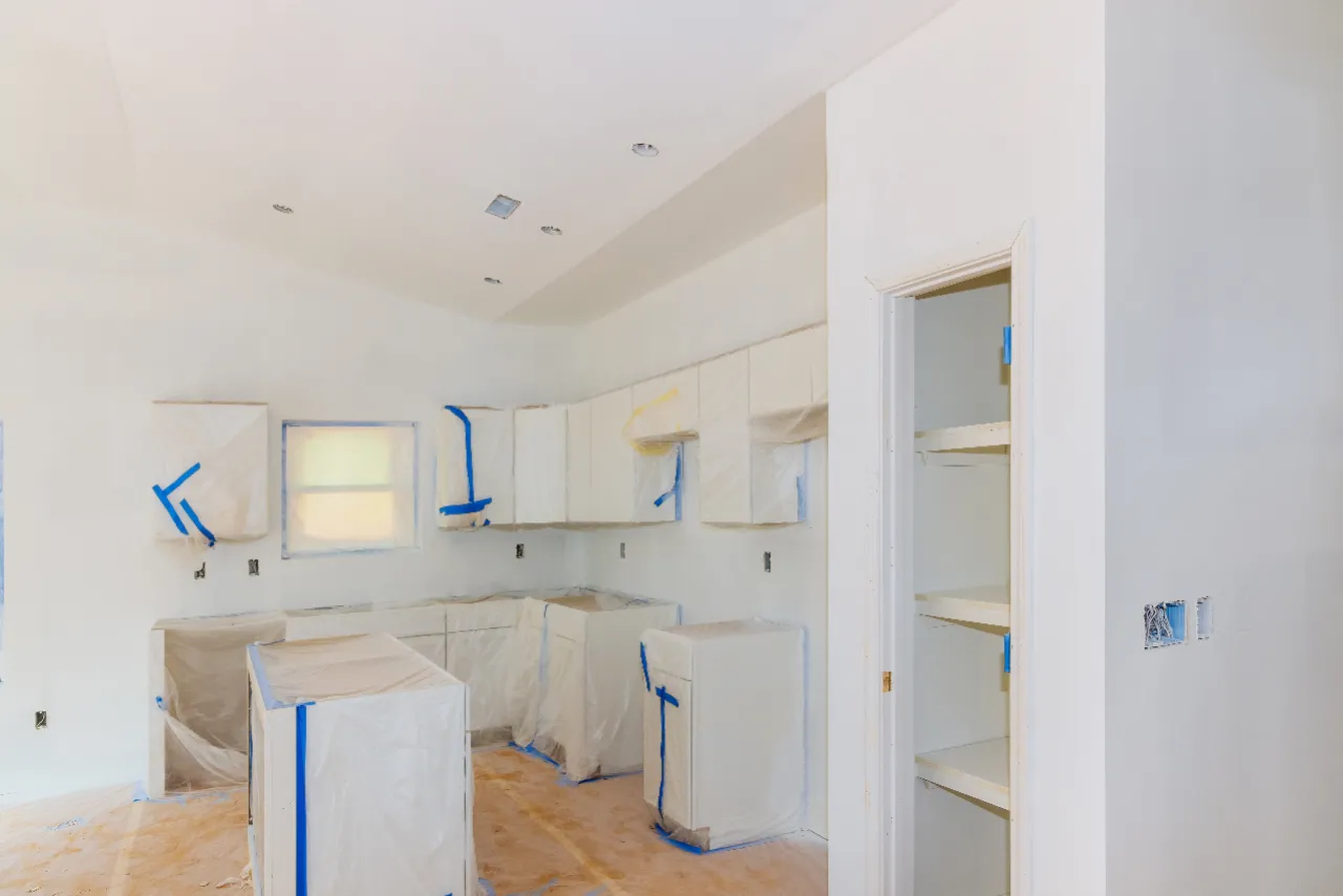 Spray painting kitchen walls